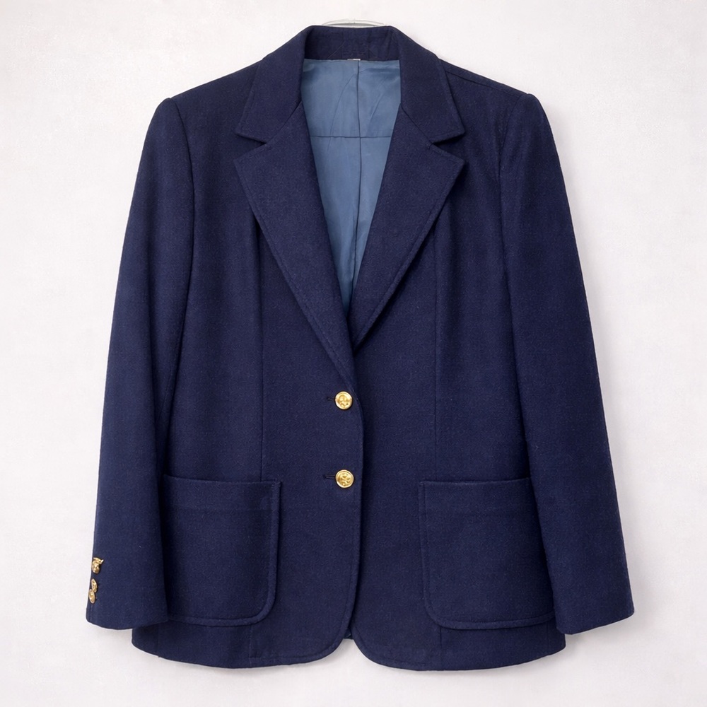 Country Craft Navy Wool Blazer Women’s 13-14 Classic Gold Button Jacket